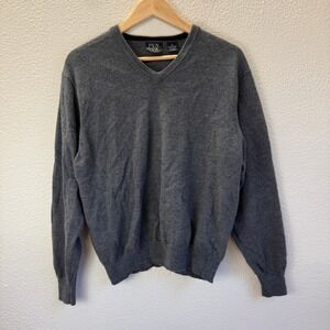 Jos A Bank V-Neck Sweater Mens XL Gray Excellent Merino Wool Collection